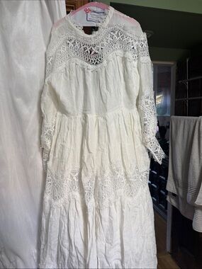White Lace Maxi Dress with Crochet